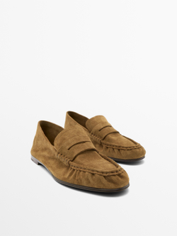 Massimo Dutti Лоферы из мягкой натуральной кожи, цвет верблюжьей шерсти