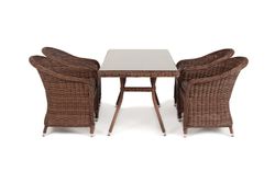 "Латте–140 R" обеденная группа плетеная, цвет коричневый