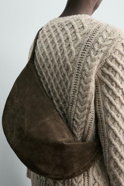 ZARA КОЖАНАЯ СУМКА, ЗЕЛЕНЫЙ ХАКИ