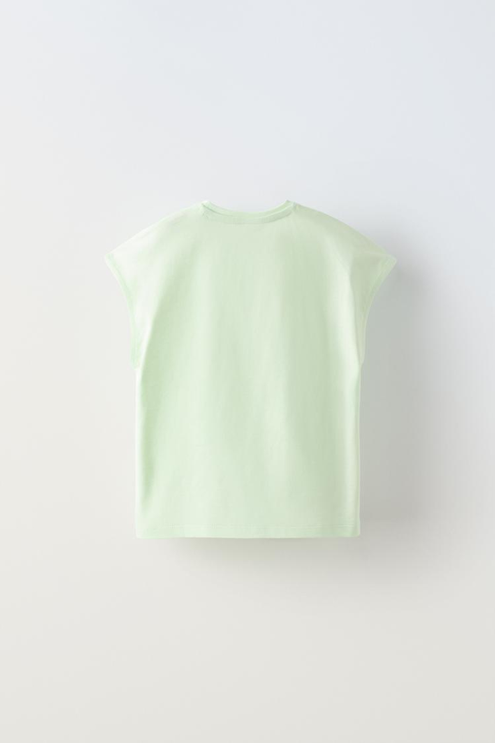 ZARA ФУТБОЛКА С ДЕКОРАТИВНЫМИ ДЕТАЛЯМИ, СВЕТЛО-ЗЕЛЕНЫЙ