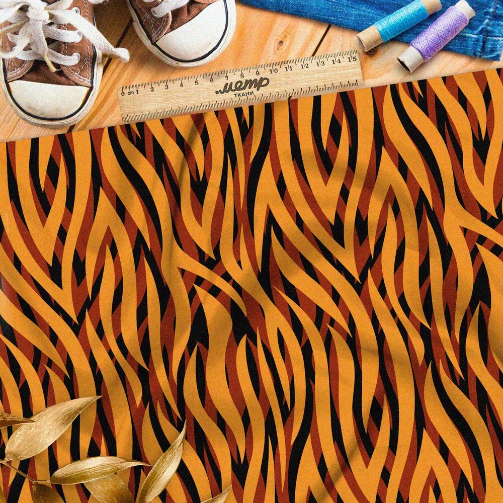 Ткань поплин тигр с эффектом наложения