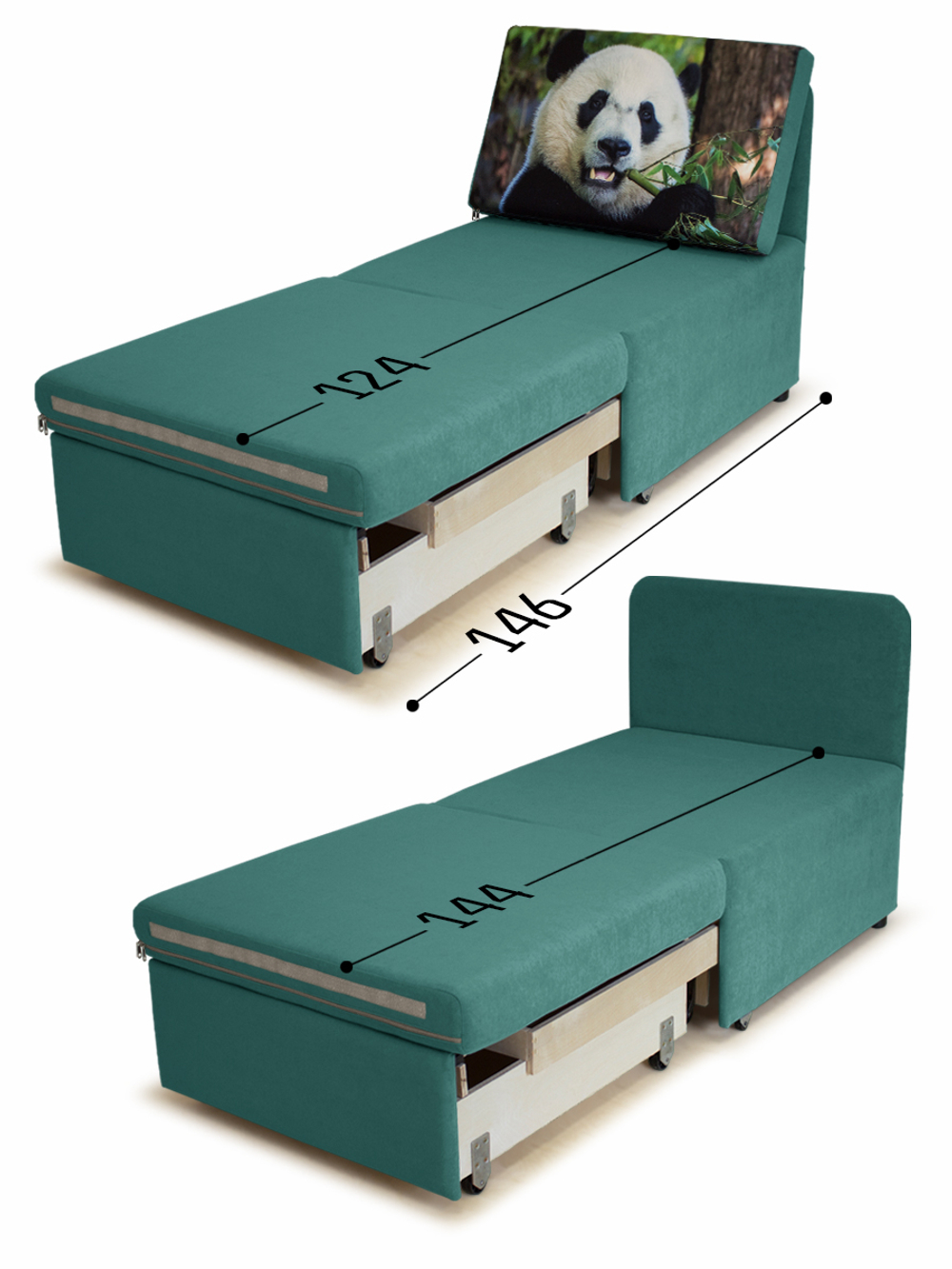 Кресло-кровать "Миник" 70 см, купон Панда