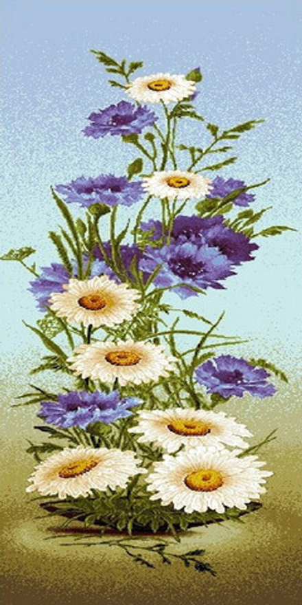 Гобеленовая картина "D. РОМАШКИ ВЕРТИКАЛЬНЫЕ" в багетной раме, Россия.