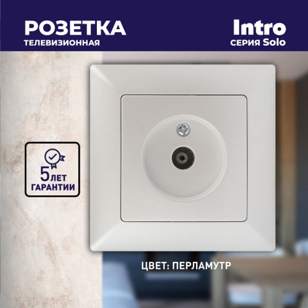 Розетка Intro Solo 4-301-06 TV одиночная, IP20, СУ, Solo, перламутр
