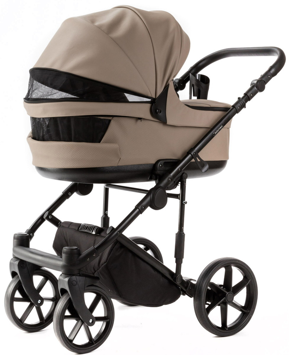 Детская коляска Adamex Locco Light Deluxe 3 в 1 LL-SA09 (Т.БЕЖЕВАЯ КОЖА)