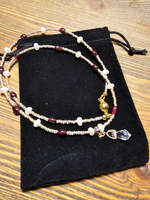 Колье ручной работы из натурального граната и жемчуга "Гранат и жемчуг"