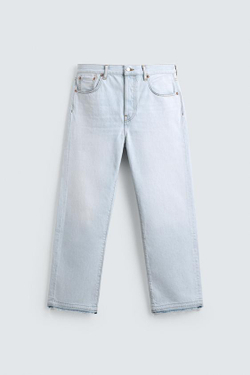 ZARA ДЖИНСЫ STRAIGHT ДЛИНОЙ ДО ЩИКОЛОТКИ, ГОЛУБОЙ