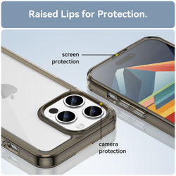 Чехол с мягкими усиленными рамками серого цвета для смартфона iPhone 15 Pro Max, мягкий отклик кнопок