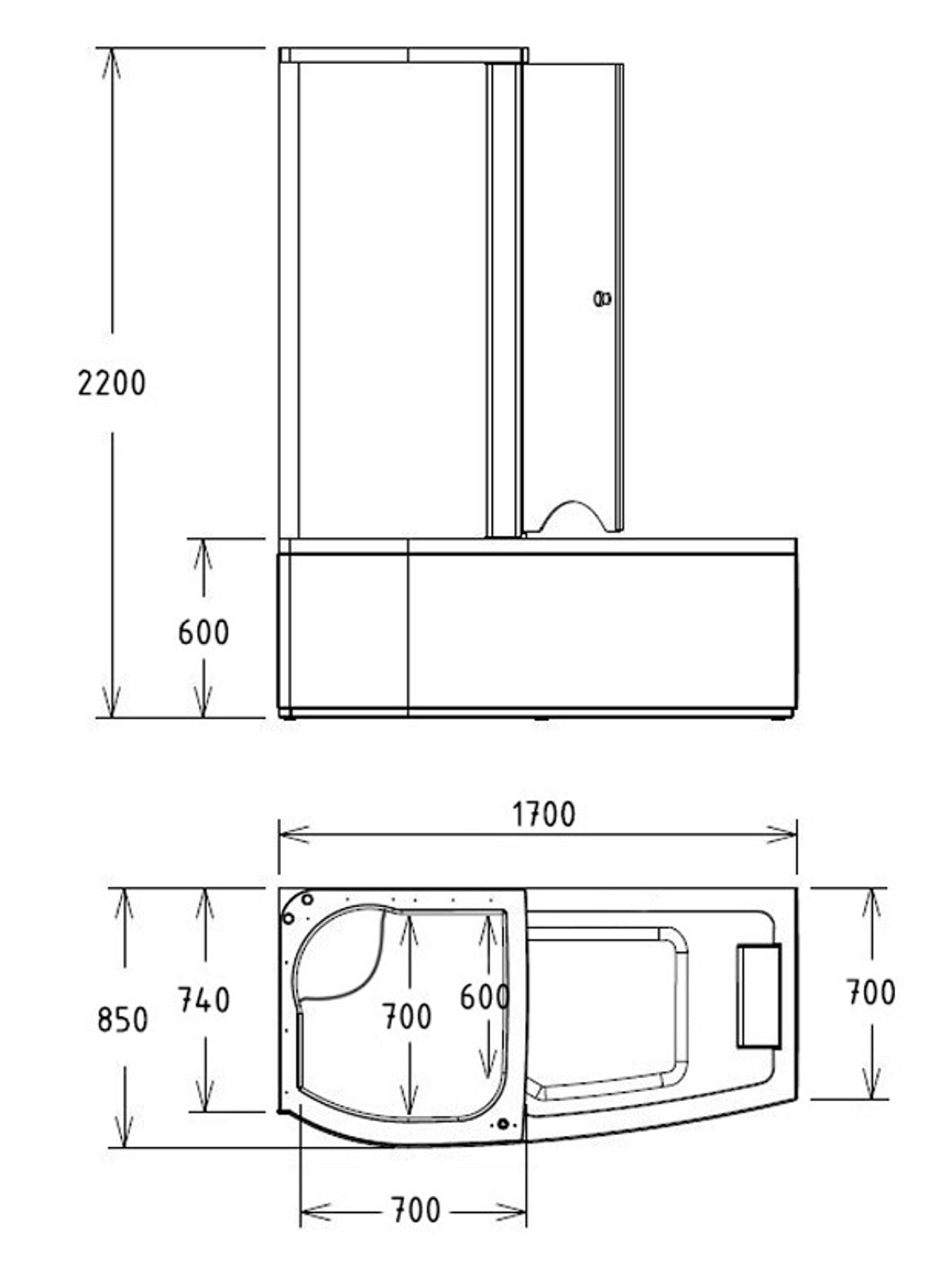 Акриловая ванна Gemy G8040 C L