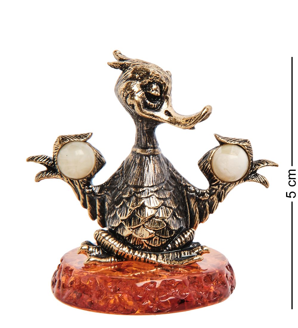 Народные промыслы AM-3182 Фигурка «Утенок» (латунь, янтарь)