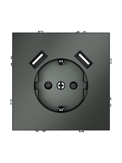 Розетка 1-м СП S70 16А с USB A+A с заземл. защ. шторки механизм титан Voltum VLS040406