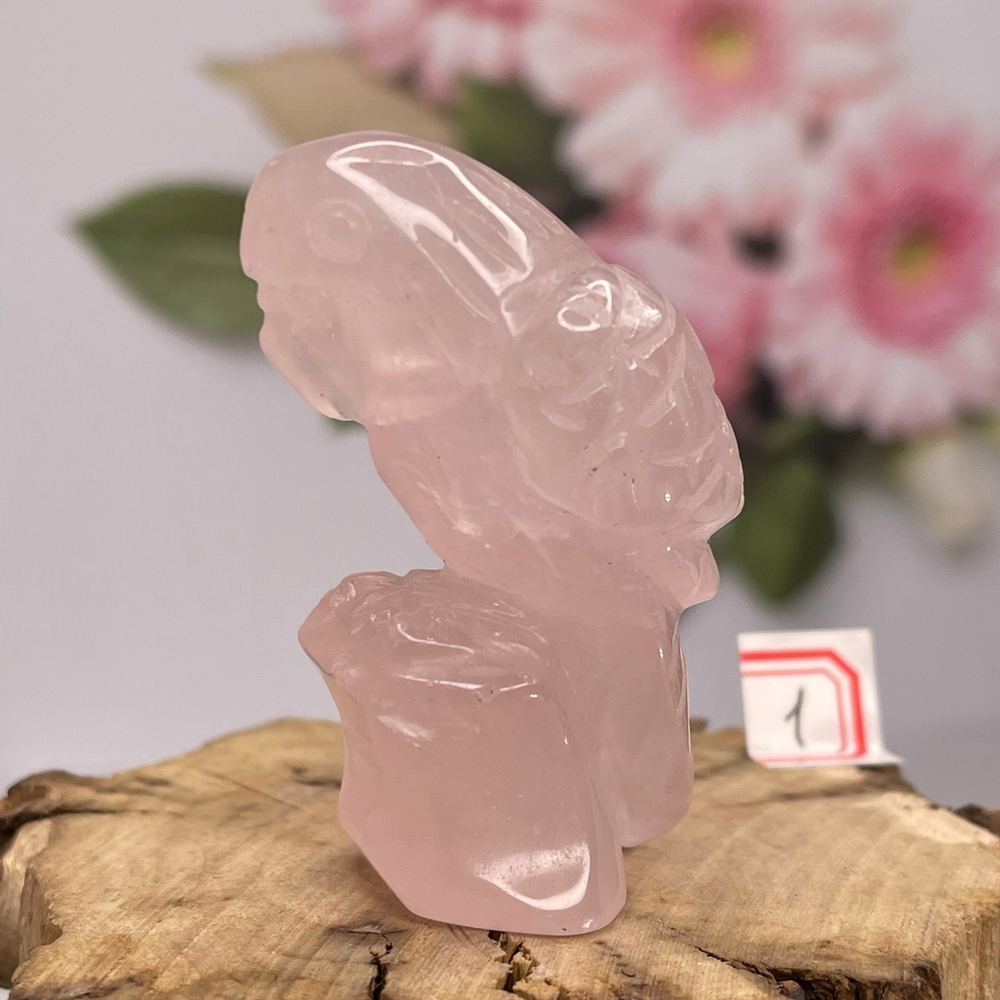35554 Розовый кварц Попугай фигурка 50мм (Заряжено на Удачу)-47