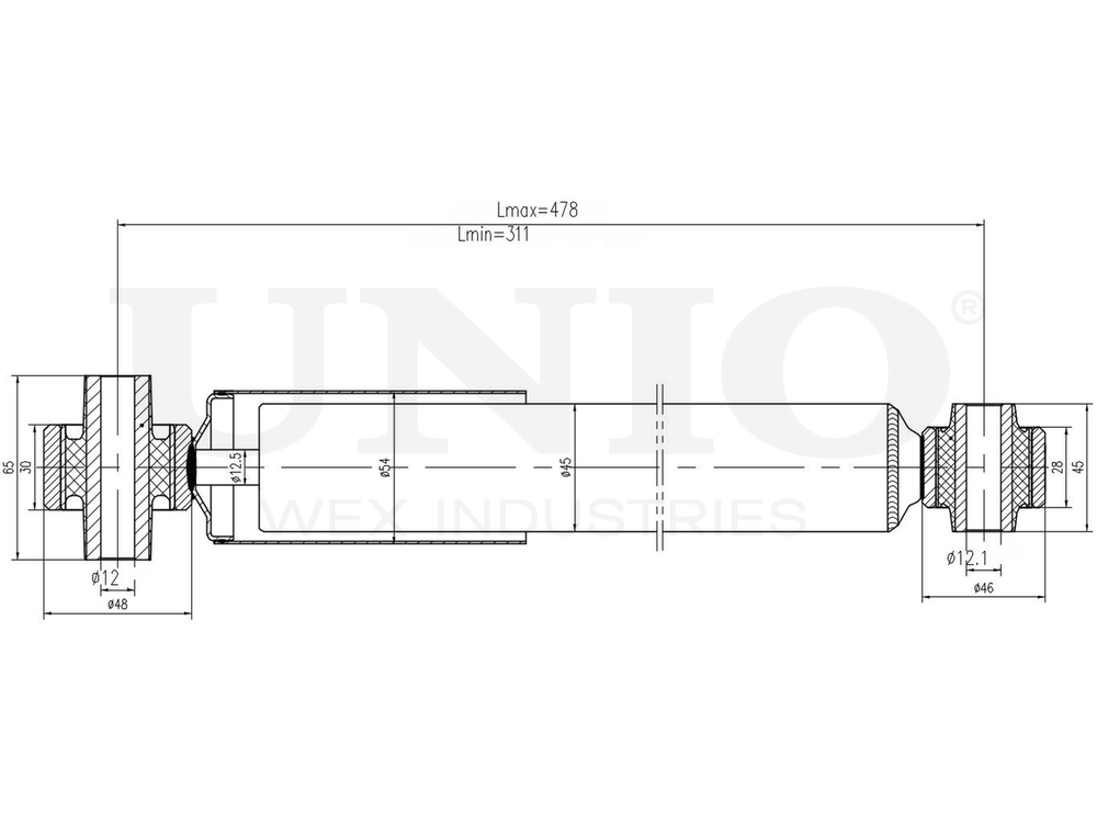Амортизатор газовый задней подвески UNIO SAB-10634