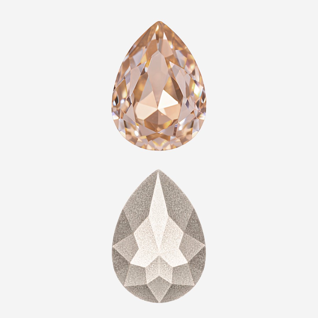 Кристалл Капля (Drop), оттенок "Светло-персиковый"/"Light Peach", 14*10мм