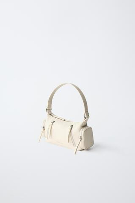 ZARA СУМКА НА МОЛНИИ, ЭКРЮ