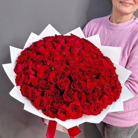 Букет из 101 красной розы (Кения 40 см)