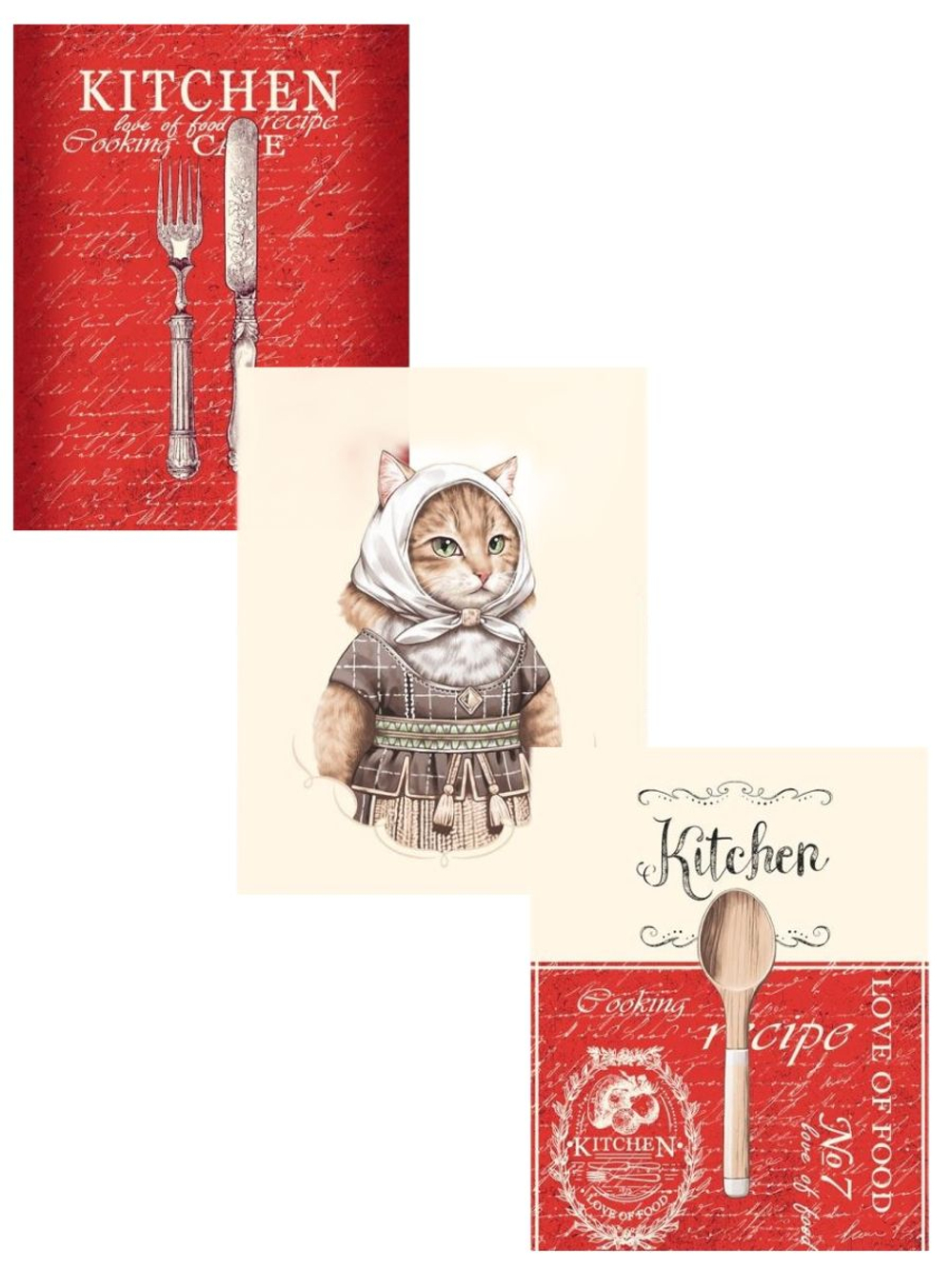 Набор кухонных полотенец, 3 шт , 45х60 см , рогожка