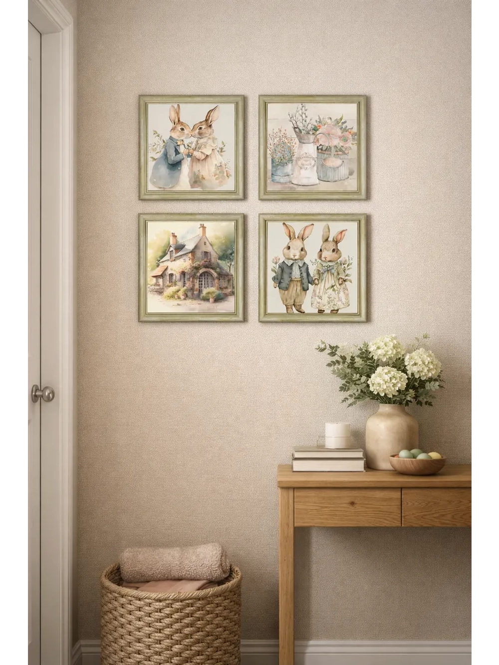 Набор из 4х картин для гостиной, детской, 23*23 см