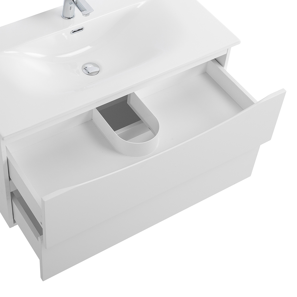 Тумба с раковиной подвесная BelBagno MARINO-CER-N-800-2C-SO-BL-P Bianco Lucido, раковина белая BB-8099-80