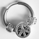 Серьга кольцо (1шт) с шариками для пирсинга уха, диаметр 16мм внутренний. Медицинская сталь