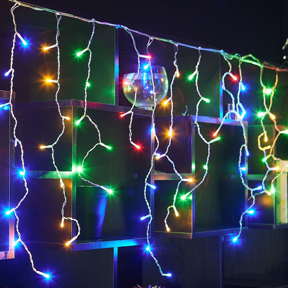 ULD-B25006-440-TTK MULTI IP44 Бахрома светодиодная с эффектом мерцания. 25м. Соединяемая. 440 светодиодов. Разноцветный свет. Провод прозрачный. ТМ Uniel