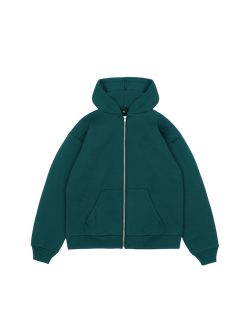 Худи оверсайз на молнии с начесом (темно-зеленый)