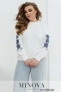 Свитшот 2501-молочный-синий Minova