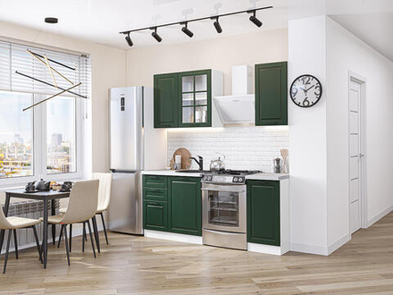 Прямая модульная кухня Дублин-04 Special Green - Белый 2140*1300*600