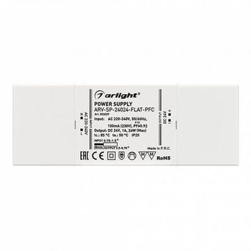 Блок питания для светодиодной ленты 033259 ARV-SP-24024-FLAT-PFC (24V, 1A, 24W) Arlight