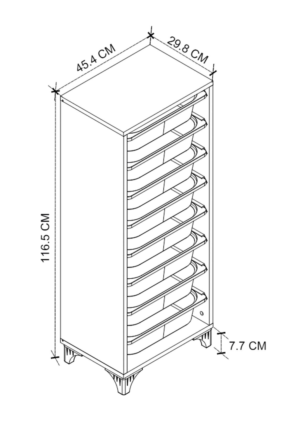 Стеллаж DORA с 8 выдвижными ящиками - дуб