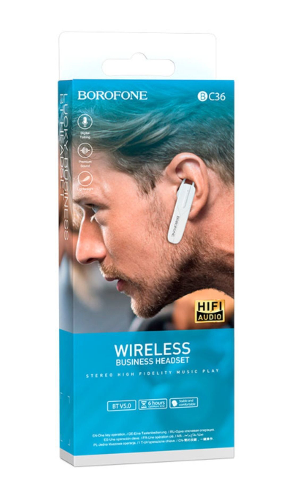 Bluetooth-гарнитура Borofone BC36 BT5.0/70mAh/6ч белая