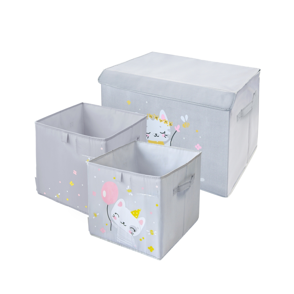 Большой набор коробок для игрушек. Котик