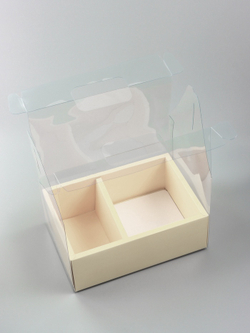 Коробка с PVC для цветов и десертов 26×18×30 см, желтый