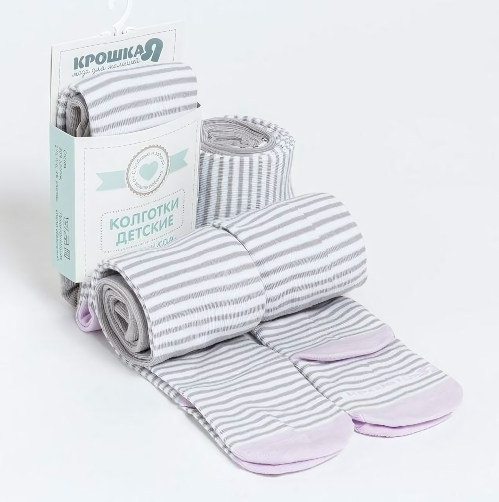 Колготки "Тигренок" для девочек 4471570 74-80р. серый (Крошка Я), 1 шт.