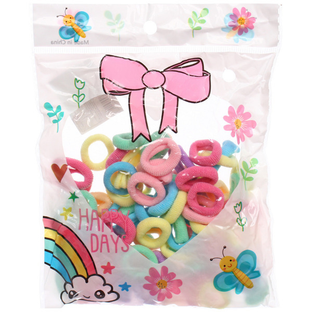 Резинки для волос 80шт «МИНДАЛЬ», цвет пастельный микс, d-2см