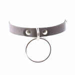Черный кожаный чокер с большим кольцом (Цвет: черный)