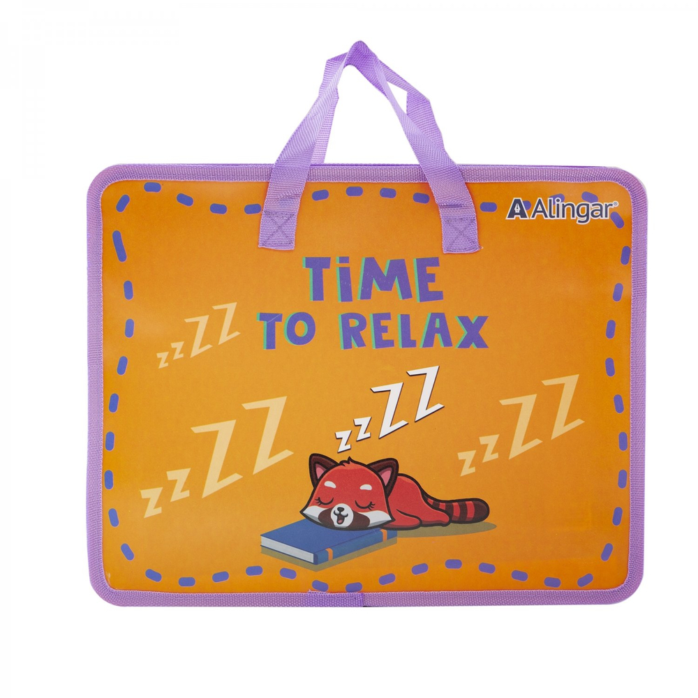 Папка с ручками 1 отделение, А4 265х335х90 мм, Alingar, пластик, ручки тесьма, дизайн с двух сторон, молния сверху, "Время отдохнуть"