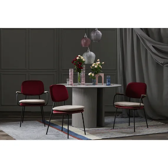 Стул Pea, велюр, бордовый/бежевый