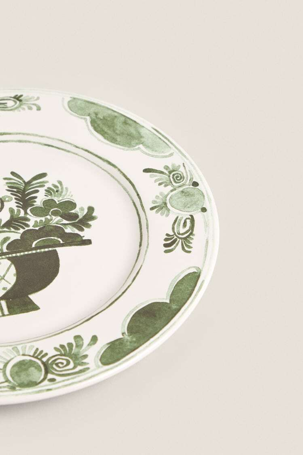 ZARA HOME КЕРАМИЧЕСКАЯ ПЛОСКАЯ ТАРЕЛКА С ФРУКТАМИ, ЗЕЛЕНЫЙ