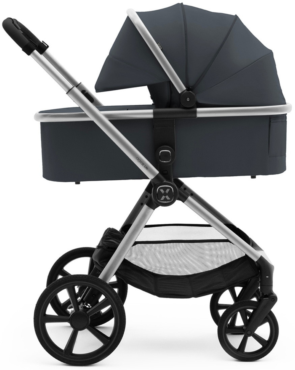 Коляска Agex Life 3 в 1 хромированная рама с автокреслом i-Safe Black ALM606 Midnight Grey (Темно-серый)