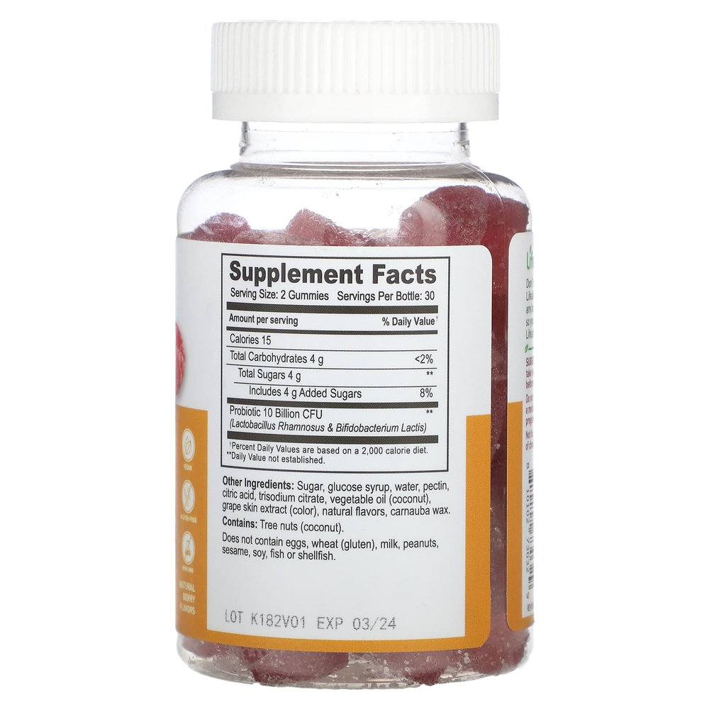 Lifeable, жевательные таблетки с пробиотиками для женщин, со вкусом ягод, 60 жевательных таблеток (5 млрд КОЕ в 1 жевательной таблетке)