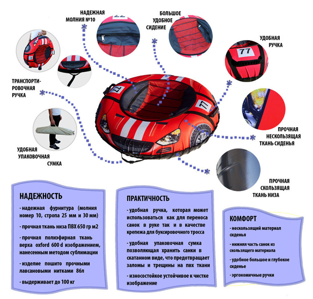 Санки-ватрушка (тюбинг) МИТЕК «Енот» 110 см.