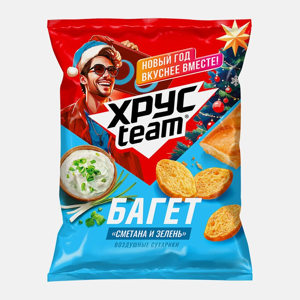Сухарики Хрусteam Багет Сметана и зелень 100г