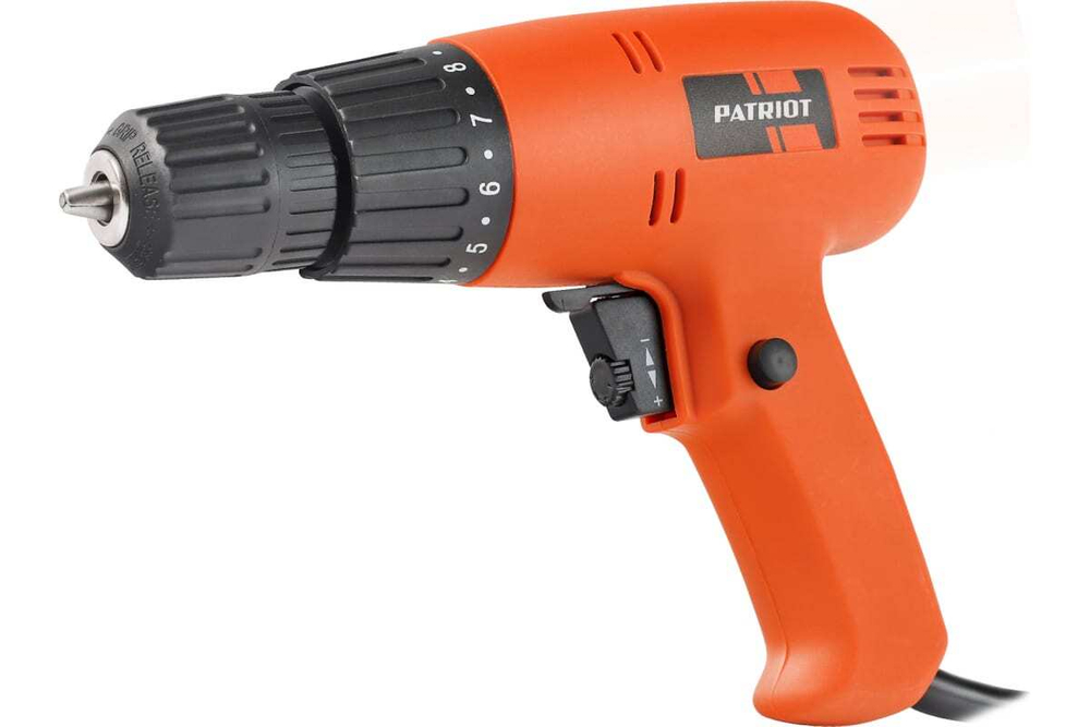 Дрель-шуруповерт сетевая PATRIOT FS 250, 1 скор., мощность 280 Вт, оранжевый