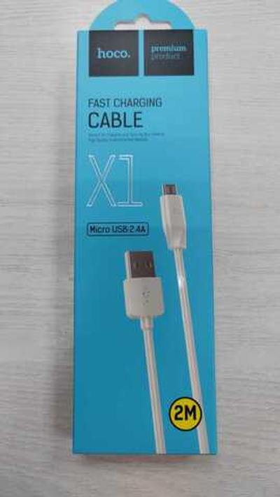 Кабель microUSB Hoco X1 Rapid (2.1A,2m) white