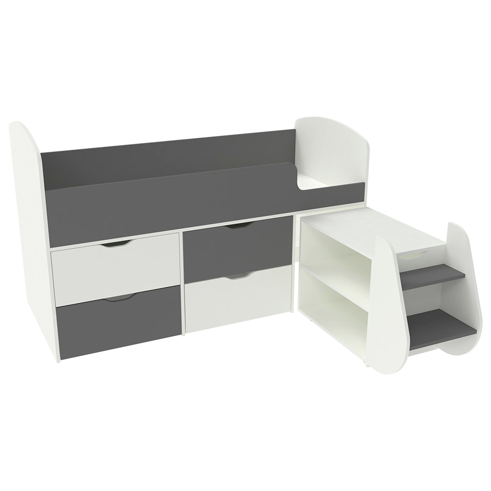 Кровать-чердак КарИВи Малыш 7 Белый  Темно-серый