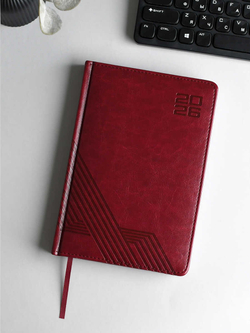Ежедневник датированный 2026 ESCALADA, А5, 176 л., арт. 70220/ 15 САРИФ БОРДОВЫЙ (кожзам: 146x211 мм, твёрдый переплёт с поролоном, материал обложки: искусственная кожа "Сариф"; декор: блинтовое тиснение; способ крепления блока: ниткошвейный; вн. бло