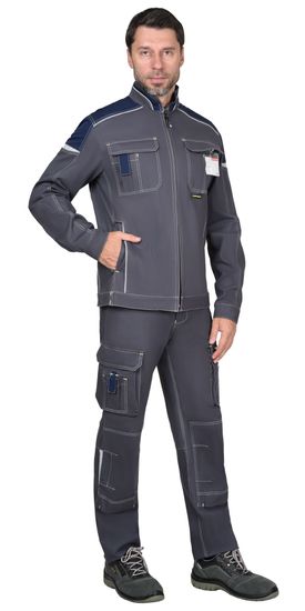 Куртка "Сириус-Джет" короткая (т.серый/синий)