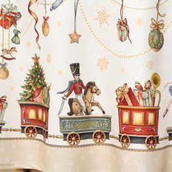 СКАТЕРТЬ КРУГЛАЯ "ЩЕЛКУНЧИК" ,220СМ БЕЖЕВЫЙ 100% ХЛОПОК , ТВИЛ