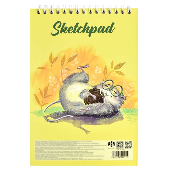 Скетчпад А5 148х210 мм, 60 л, блок - белый офсет 100 г/м², арт. 61244